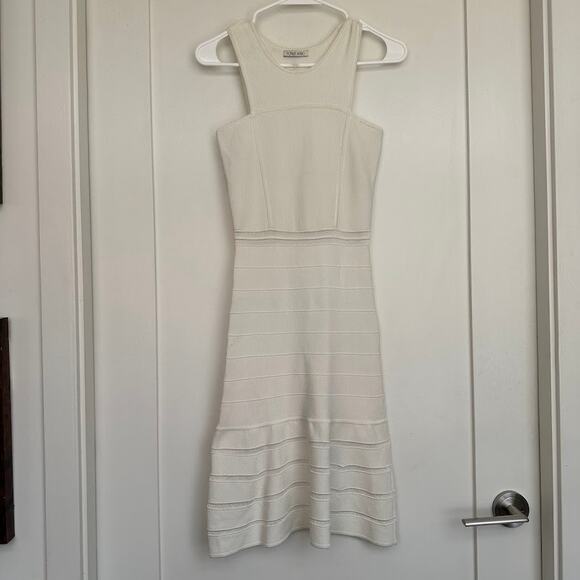 Ronny Kobo Womens White Metalic Striped Fit & Flare Hase Mini Dress Size XS - Picture 3 of 16
